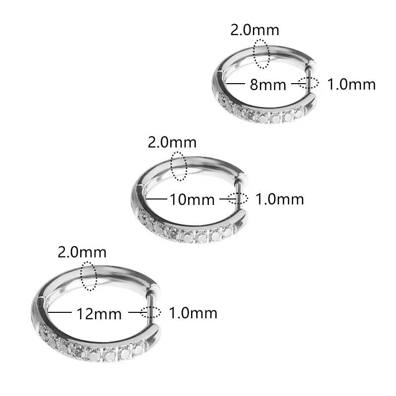 Silver-Tone Zirconia Huggie Hoop Earrings