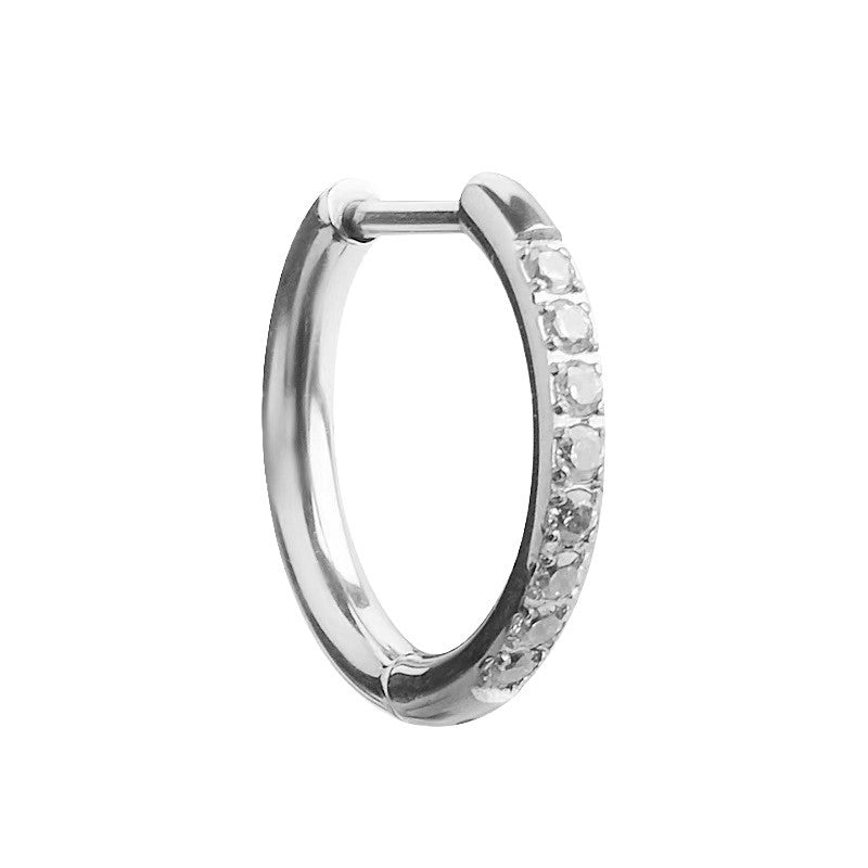 Silver-Tone Zirconia Huggie Hoop Earrings